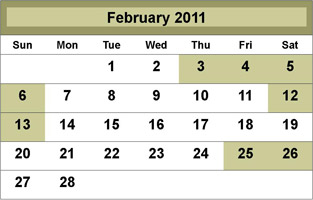 February 2011 Class Schedule